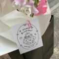 Close-up detail of a minimalist black and white birthday greeting card with flowers. - 30 Pieces/Pack (9*5.5cm Happy Birthday Day)