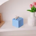Blue gift box with ribbon for wedding candy birthday party packaging decorative paper box present - 9*9*8cm (With Ribbon) / Blue