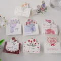 8pcs cartes de vœux florales tulipes roses cartes de message papeterie mignonne - 8 Pièces/Paquet (Série Bouquet)