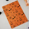 Halloween baking silicone paper, orange greaseproof paper with pumpkin bat web prints for DIY food wrapping. - Style C Orange / 50 Pieces/Pack (25x35cm)