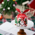Christmas rabbit ear packaging bag for cookies, nougat, and snacks with cute holiday print. - Santa Claus / 50 Pieces