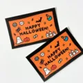 Set di biglietti d'auguri di Halloween, cartoline rettangolari con simpatici disegni festivi. - Arancione Orizzontale / 30 Fogli