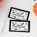 Halloween greeting cards set, rectangular message note cards with cute spooky cartoon designs. - White Horizontal / 30 Sheets