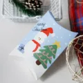 Boîte cadeau en papier coussin de Noël avec impression de bonhomme de neige et de sapin. - Bonhomme de neige / Emballage à Plat