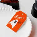 Halloween paper tag orange ghost boo pattern for DIY gift wrapping and holiday greeting cards - Style 10 / 50 Pieces