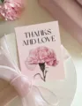 Mother's Day Carnation Greeting Card Thanks and Love Message Paper Card Set of 30 - 30 Sheets / Pink