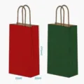 Kerst rood groen kraftpapier cadeautassen met handvatten, 27x21x11cm feestverpakking - 21*11*27cm / Rood
