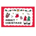 Detailansicht einer süßen Weihnachtsgrußkarte mit festlichem Text für Blumenstrauß. - Rot / Rot (30 Stück/Packung)
