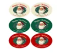 Autocollants ovales vintage du Père Noël pour emballage cadeau et scellage de boulangerie. - Style Père Noël Ovale / 6 Pièces/Ensemble