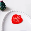 Rood hartvormig kerstetikett DIY hangend label cadeaukart kaart voor feestelijke decoratie. - 50 Stuks/Pak / Rood