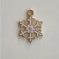 Natale DIY ciondolo fiocco di neve oro smalto bianco accessorio confezione regalo decoro - Stile Fiocco di Neve (a)