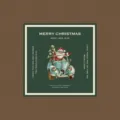 Adesivo sigillo di Natale quadrato, design auto Babbo Natale retrò per confezioni regalo. - Stile Babbo Natale Guida Verde / Set da 4