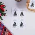 Détail d'autocollants d'arbre de Noël, étiquettes de scellement de cadeaux avec motifs d'hiver. - 4 Pièces/Paquet (Style Sapin de Noël)