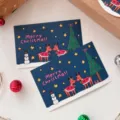 Variante de carte de voeux de Noel avec joli design de renne, parfaite pour les cadeaux de fete. - Pack de 30 Pièces (9*5.5cm Horizontal)
