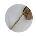 Cordón de cinta de oropel dorada para envolver regalos de Navidad y manualidades. - Champán