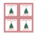 Adesivi natalizi quadrati per sigillare prodotti da forno, etichette regalo a strisce bianche e rosse - Stile Albero di Natale Righe Rosso Bianco / Set da 4