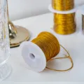 Gold metallic thread spool detail view, craft gift wrapping cord close up display - 20m Pack / Gold