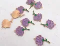 DIY purple carnation enamel charms metal pendants for jewelry making and craft decoration. - 5 Pieces / Purple