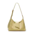 Minimalistische olijfgroene hobo schoudertas, trendy dames crossbody tas van kunstleer. - Geel