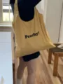 Grande borsa shopper in nylon stile coreano gialla con stampa di lettere, borsa casual e chic. - Giallo