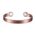 Retro copper magnetic open cuff bracelet with vintage celtic knot pattern and magnetic ends. - Infinity