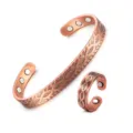 Pure copper magnetic bracelet and ring set, adjustable 8mm vintage Celtic woven health jewelry. - Infinity Symbol Red Copper Set