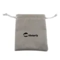 Grey velvet drawstring pouch for jewelry packaging storage gift bag soft flannel accessory bag 1pc - Gray Velvet Drawstring Pouch With Logo