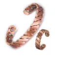Reines Kupfer magnetisches Armband Ring Set, verstellbarer gedrehter offener Manschetten Schmuck. - Handgewebtes Kupfer Set Vintage Farbe