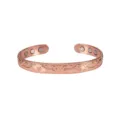 Vintage Rose Gold Copper Magnetic Bangle Bracelet Floral Relief Open Cuff Fashion Jewelry - Bright Rose Gold Tone