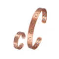 Adjustable magnetic copper bracelet and ring set featuring a stylish retro heart embossed design. - Bracelet and Ring Set / Antique Silver