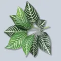 Planta artificial de hojas verdes rayadas para decoración de interiores del hogar, arreglo floral falso. - Hoja Rayada de 9 cabezas