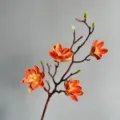 Künstlicher Magnolienzweig EVA Kunstblume Orange Dekoration Stiel für Zuhause Stil - Orange