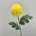 Artificial pompon chrysanthemum flower single stem yellow faux floral home wedding decor - Yellow