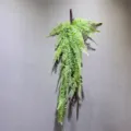 Artificial Boston Fern Hanging Plant 35 Fronds Fake Greenery Wall Decor Vine 120cm - 35 Leaves Large Boston Leaf Snow Color