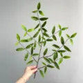 Ψεύτικο τεχνητό κλαδί δέντρου DIY χειροποίητα πράσινα φύλλα διακοσμητικό φυτό - Επίπεδο Κοντό Κλαδί - Φύλλο Ροδιού
