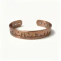 Copper magnetic cuff bracelet with desert wolf engraving, adjustable open size 15mm width. - Copper