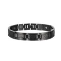Close-up detail of the black titanium carbon fiber magnetic bracelet links and texture. - Black