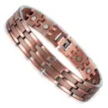 Pure copper magnetic therapy bracelet for men, vintage link design with therapeutic magnets. - Bronze