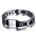 Men titanium steel magnetic bracelet with masonic symbol stylish wrist chain jewelry item - Silver