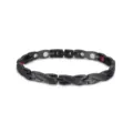 Black stainless steel magnetic therapy bracelet for women, minimalist health link bracelet. - Black