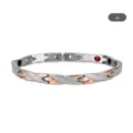 Women magnetic steel bracelet, silver and rose gold intertwined links, stylish daily jewelry. - Silver & Rose Gold