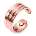 Pure copper magnetic ring adjustable open therapy ring 8mm wide metal jewelry item - Adjustable Open / 4 Magnetic Stones / Copper