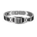 Men's stainless steel magnetic bracelet with carbon fiber and Jesus cross design SKU. - Silver (Cross)