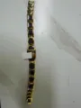 Men stainless steel magnetic bracelet with blue checkered inlay and freemason style symbol. - Blue Gold