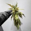 Artificial 25-leaf spray red Boston fern wall hanging vine for home and restaurant decor. - 25 Leaves Spray Red Boston Fern Wall Hanging