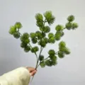 Künstlicher Pinienzweig Faux Zeder Grünpflanze Stiel für Heimfloristik Dekoration. - 4-Gabel 52-Köpfige Meiren Pine / 55cm / Grün