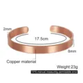 Pure red copper cuff bracelet open adjustable matte finish metal bangle jewelry for daily wear - Pure Red Copper - 8mm Width