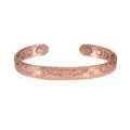 Bracciale magnetico in rame oro rosa con incisione floreale vintage, regolabile 9mm. - Rame Originale 12 Magneti