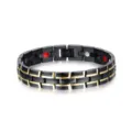 Titanium steel magnetic bracelet for men, stylish black and gold double link health design. - Black & Gold