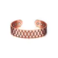 Pure copper magnetic bracelet with watch strap link pattern, adjustable open cuff design. - Bangle / Copper